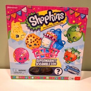 Shopkins Supermarket Scramble Game with 4 Shopkins Characters Full Set